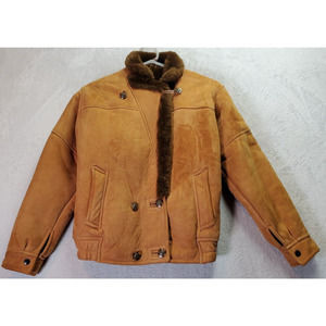 Pellini Jackets Unisex XS Tan Double Face Suede Long Sleeve Pockets Button Front